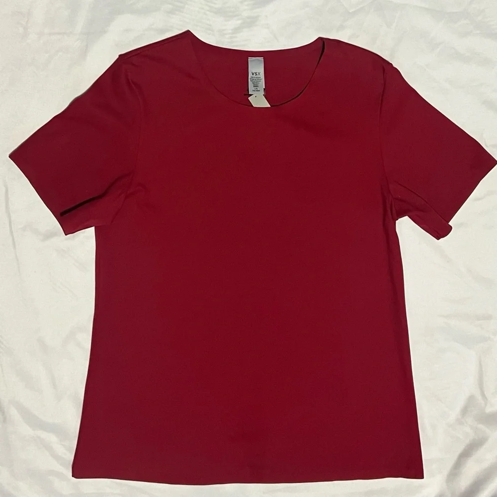 Victoria’s Secret VSX Elevate Tee Red Size Large Performance Top Crew Neck - Picture 4 of 12
